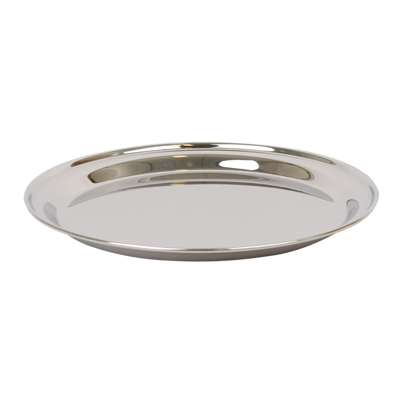 Argon Tableware - Round Stainless Steel Serving Tray Platter, 2cm H x 30cm W x 30cm L
