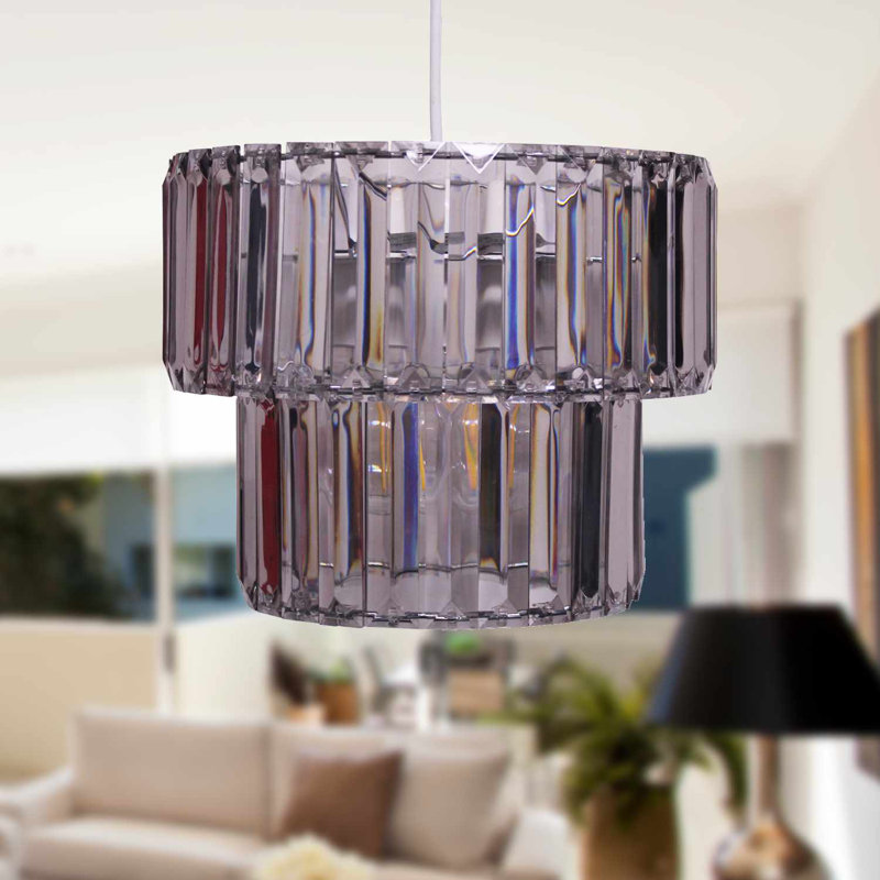 Kelson 22cm H Plastic Drum Pendant Shade ( Uno ), Smoke