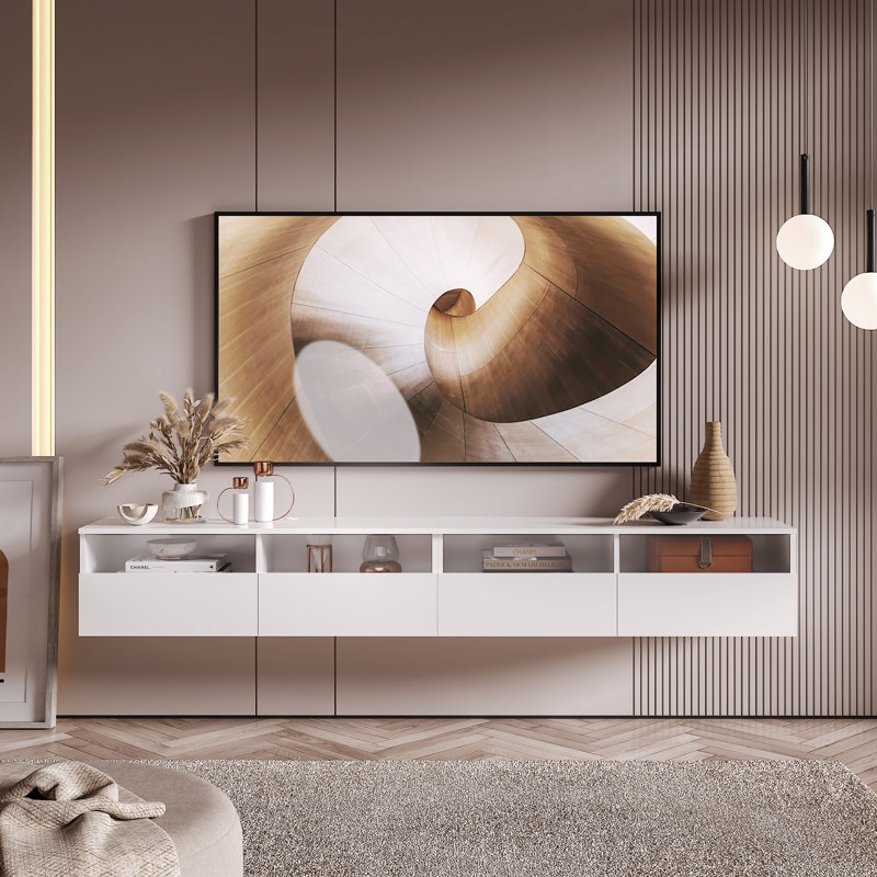 TV Stand for TVs up to 85", 30cm H x 100cm L x 33cm W, White