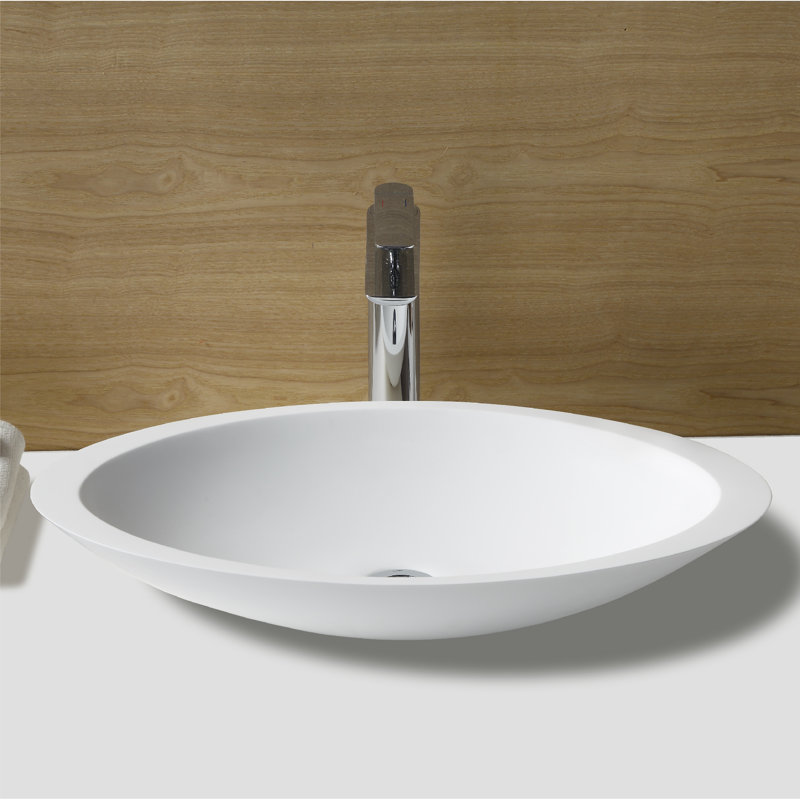 Matte White Acrylic 23" Oval Above-Counter Vessel Sink