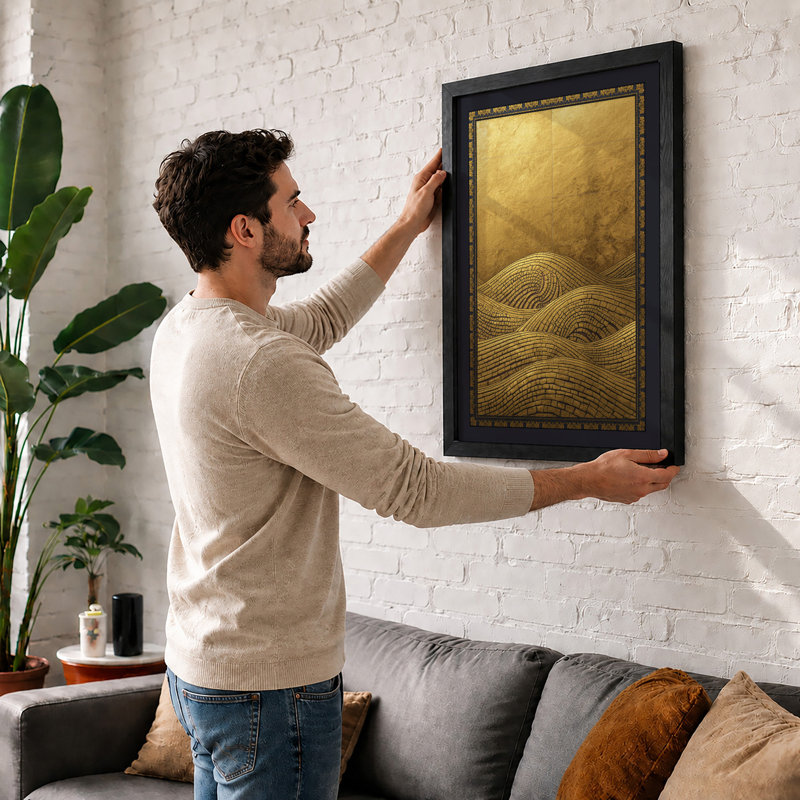 Golden Horizons Minimalist - Framed Print, A1 - 84.1 x 59.4 cm, Black