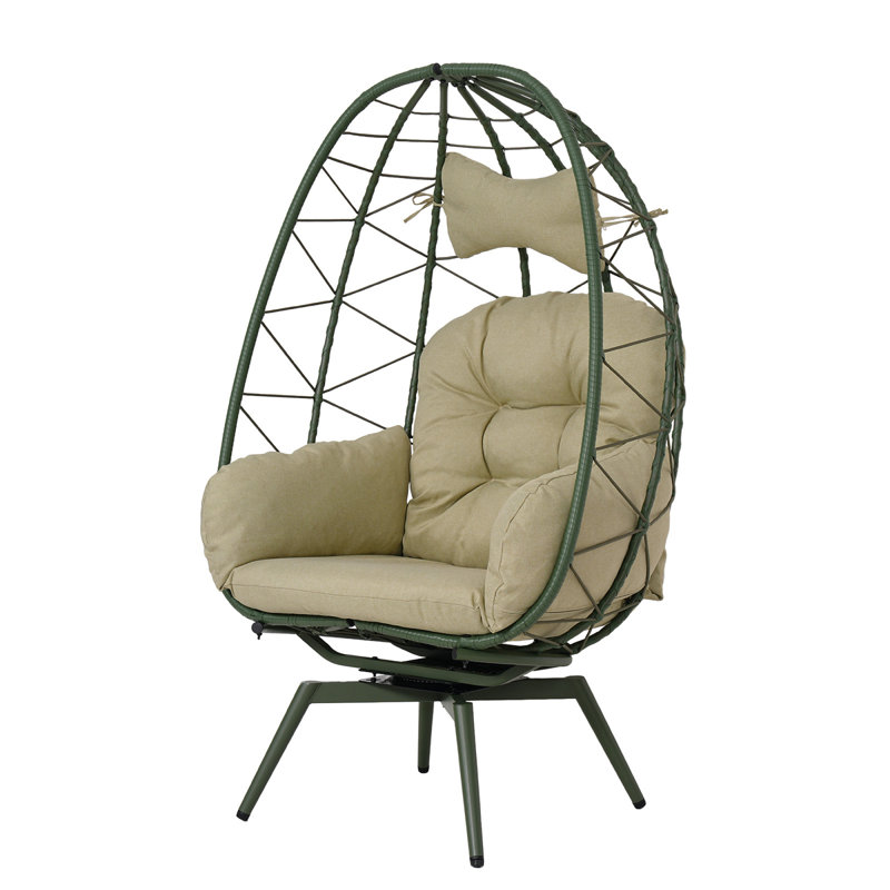 Chaises longues pivotantes de patio, chaise d'œuf en rotin en acier pour le patio à la maison