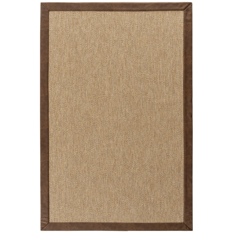 Terazza Leather Medusa Border Sisal Carpet, Rectangle 5'3" x 7'7"