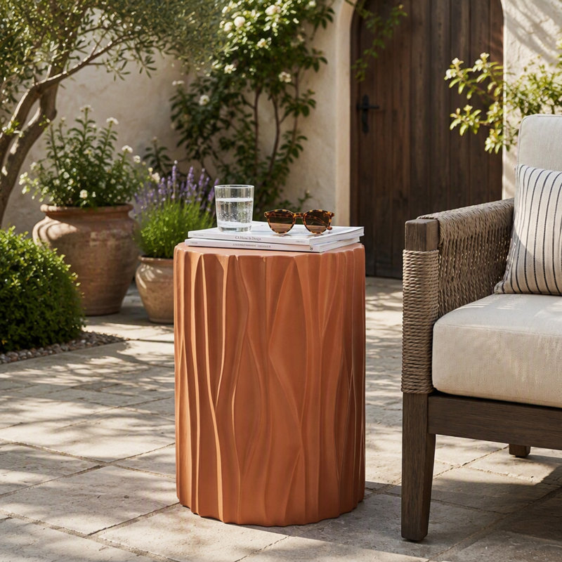 Table d'appoint Wave Wave, H 21,97 po x l 15,75 po x P 15,75 po, Terra Cotta