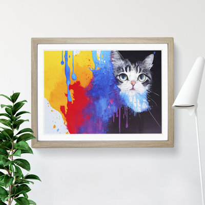 Cat in Paint Abstract - Framed Print