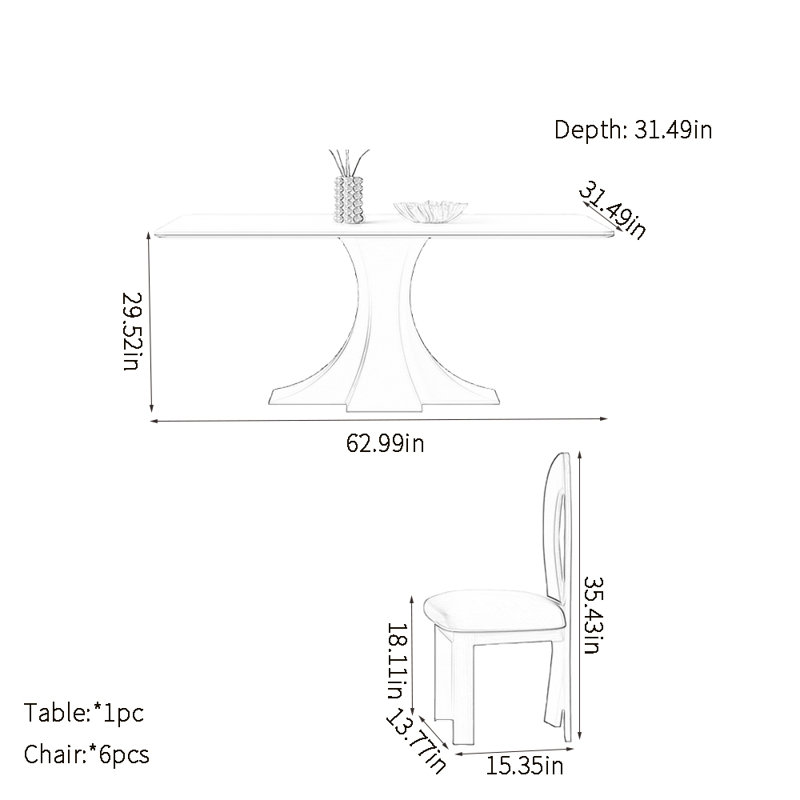 Ensembles de table de salle à manger haut de gamme Light, H 29,52 po x L 62,99 po x l 31,49 po