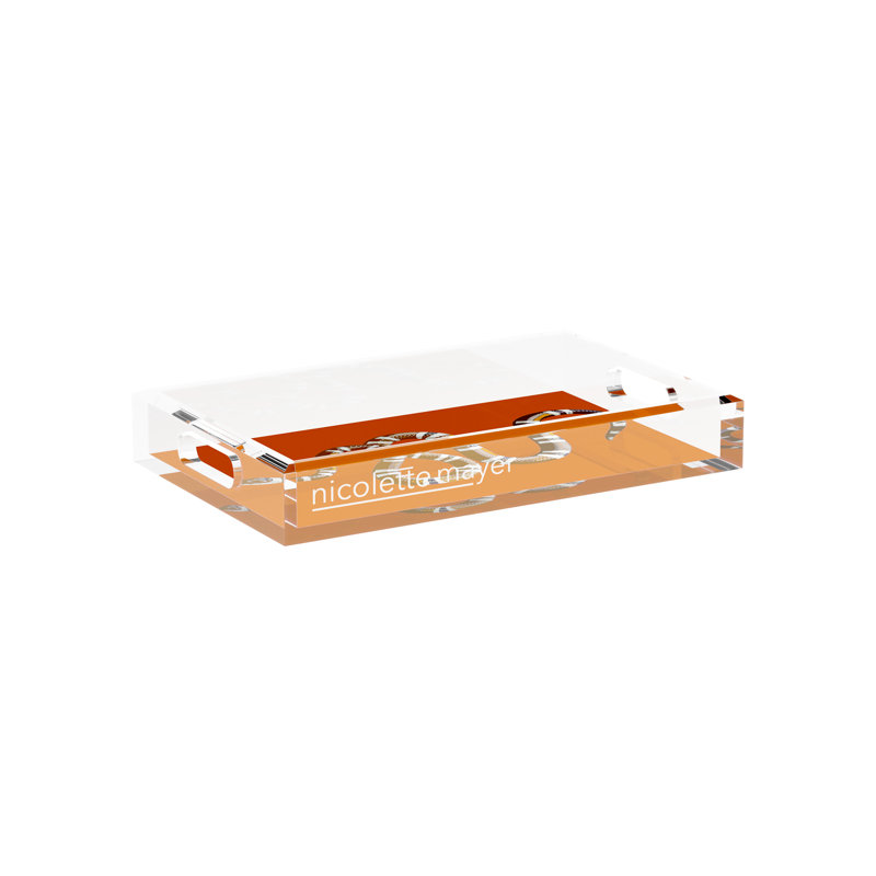 Serpent Acrylic Rectangle Decorative Tray, Burnt Orange, 12.5"W x 7.75"D x 2"H