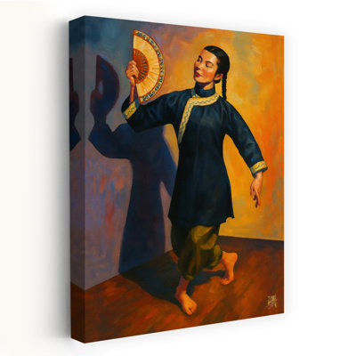 «Graceful Fan Dancer Elegant Peaceful Serene Portrait», art mural