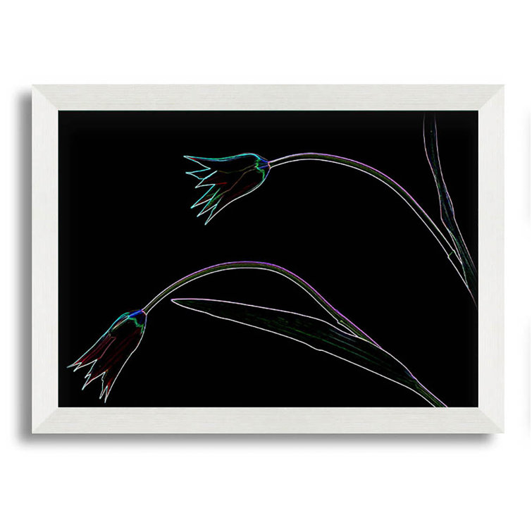 Abstract Neon Floral 27 - Single Picture Frame Print on Canvas