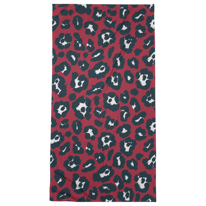 Serviette de plage Holderness, Mélange polyester-coton, Rouge combat / blanc / bleu acier profond