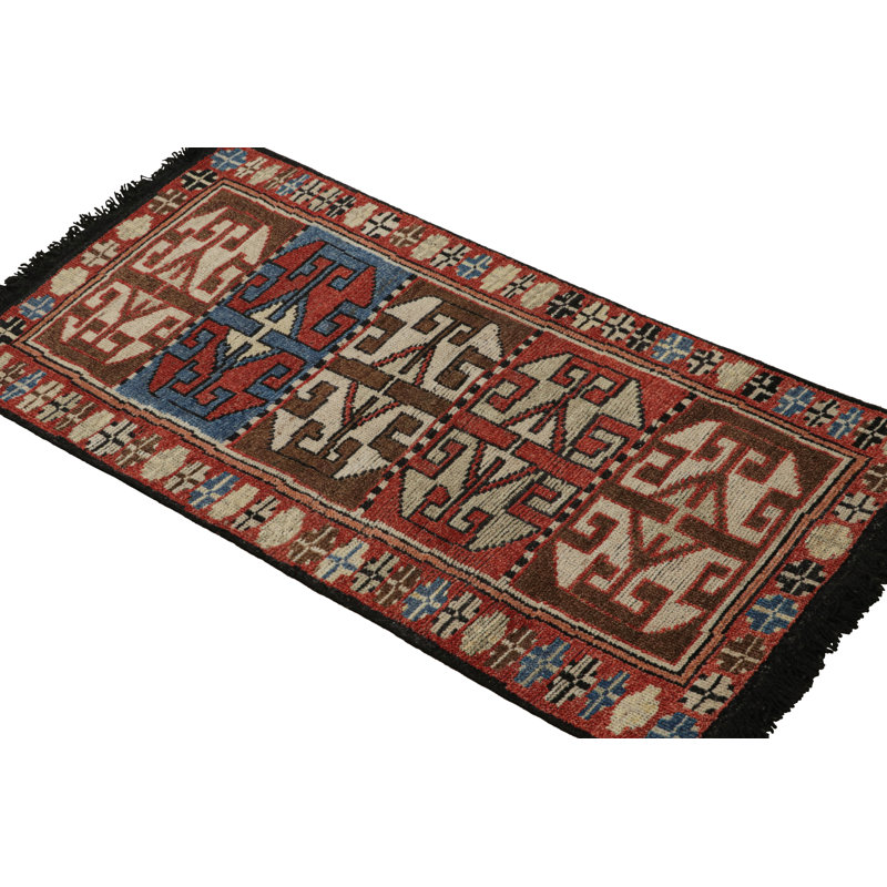 Burano Hand Knotted Wool Geometric Area Rug, Rectangle 10' x 14', Light Red Black