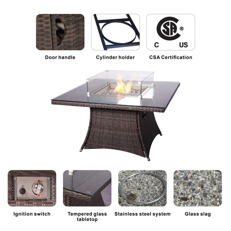 4-Seat Square Fire Pit Table