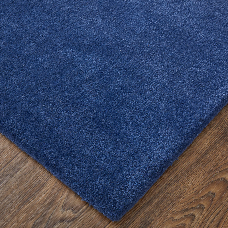 Katya Hand Knotted Wool Geometric Area Rug in Blue, Rectangle 10' x 14'