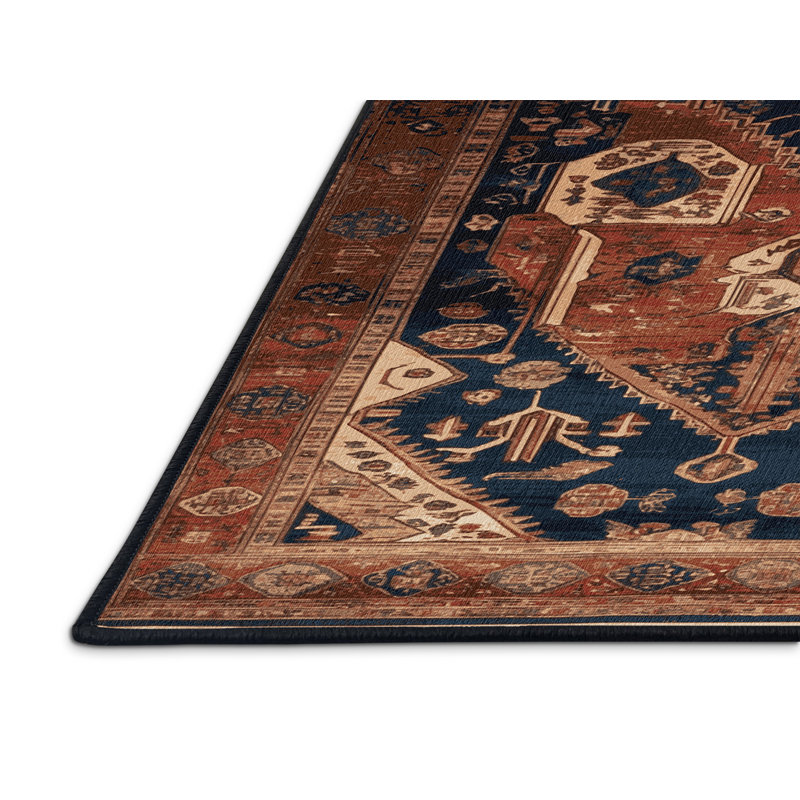 Machine Washable Persian Brown Area Rug, Rectangle 5' x 8'
