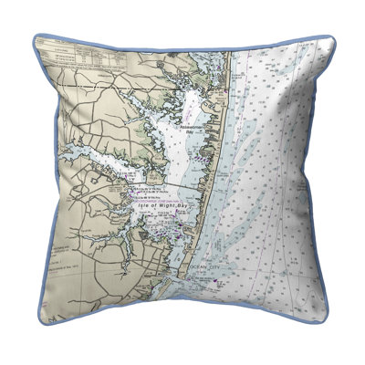 Housse et insert de coussin carré extérieur Nautical Map Island to Chincoteague Inlet VA