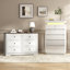 Ensemble de rangement vintage 2 pièces pour chambre à coucher avec commode haute à 6 tiroirs et commode à 9 tiroirs à éclairage DEL-829215876