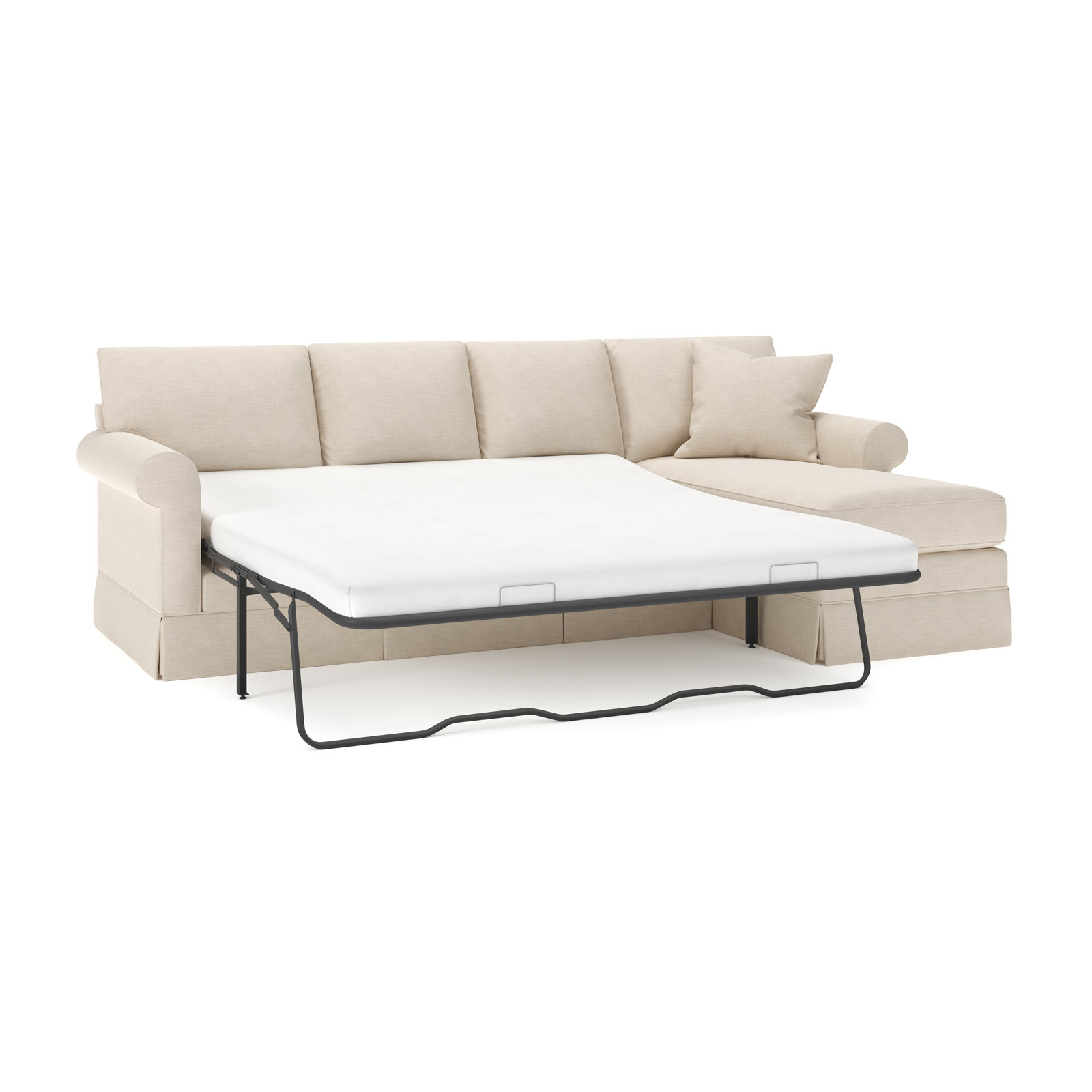 Friedman Sleeper Sectional with Chaise, Right Hand Facing, Conversation Ivory Basketweave