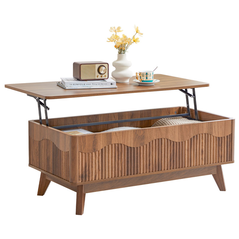 Table basse à plateau relevable 39,4 "avec rangement, Brun