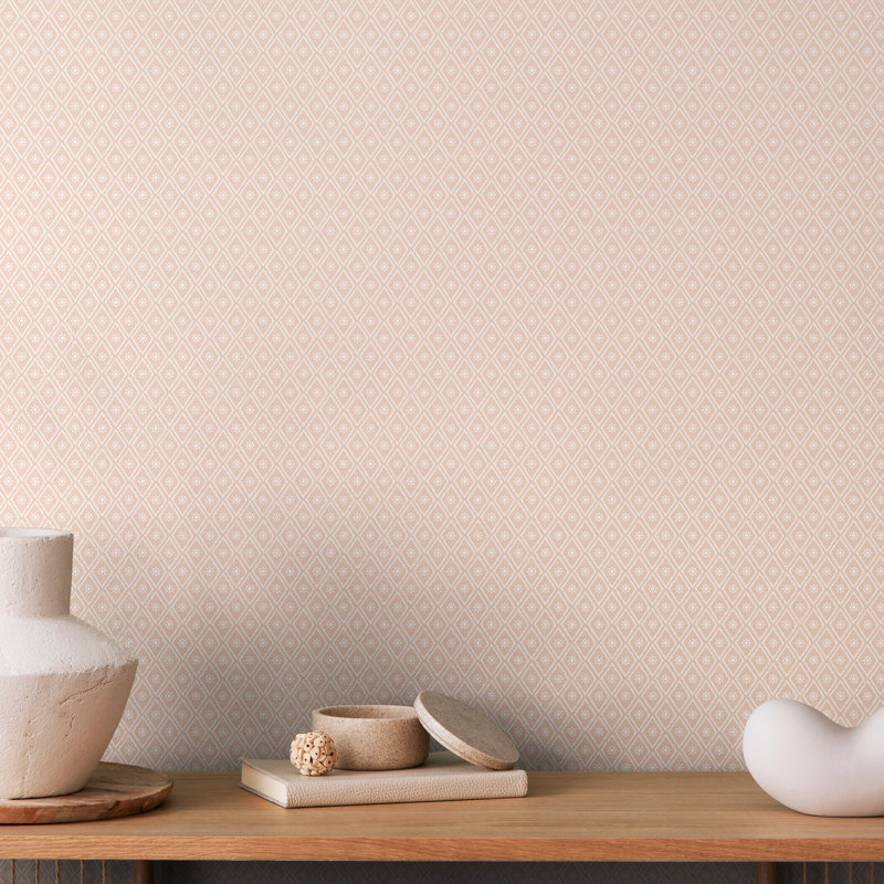 Ditsy Diamond - Blush 10m Wallpaper, Pink Geometric