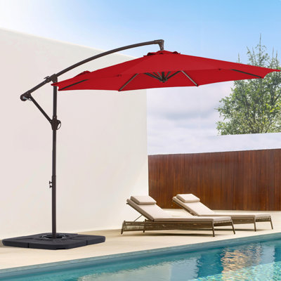 Haque 120'' Cantilever Umbrella Steel Offset Patio Umbrella with Crank in Red