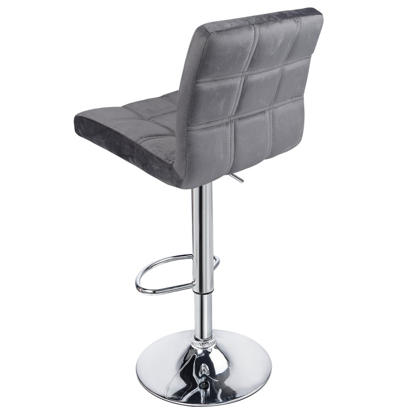 Tabouret de bar carré réglable en velours, Gris