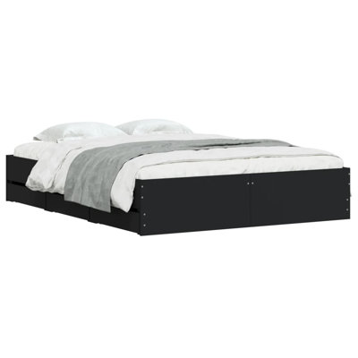 17 Stories Bed Frame With Drawers Double Engineered Wood