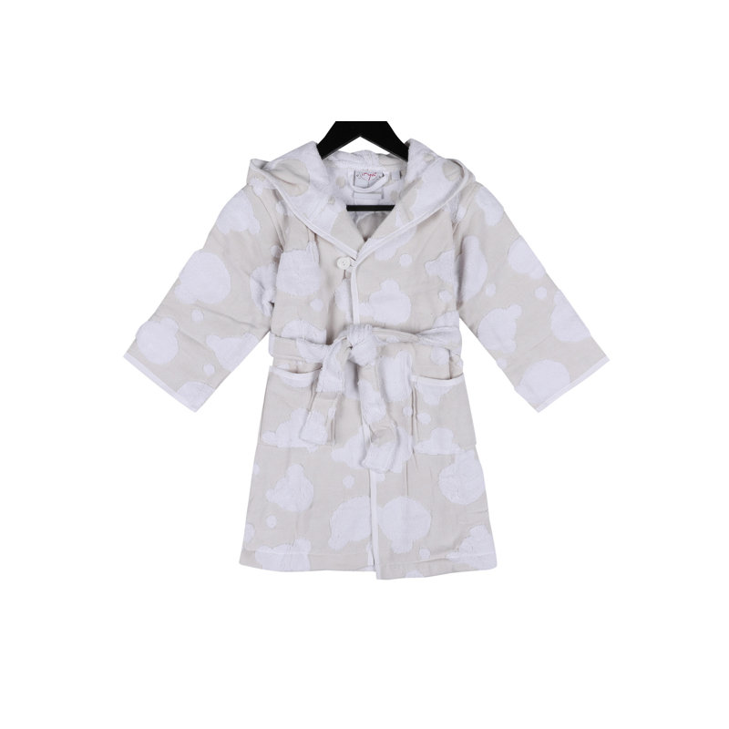 Above Knee Bathrobe with Pockets and Hood, Kid S, Grey & Silver