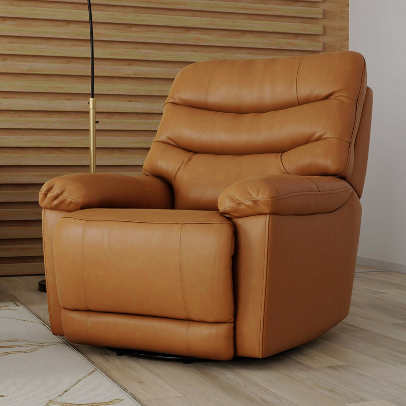 Swivel Glider With Recliner Function With Manual Footrest In Oslo Antelope, Brown