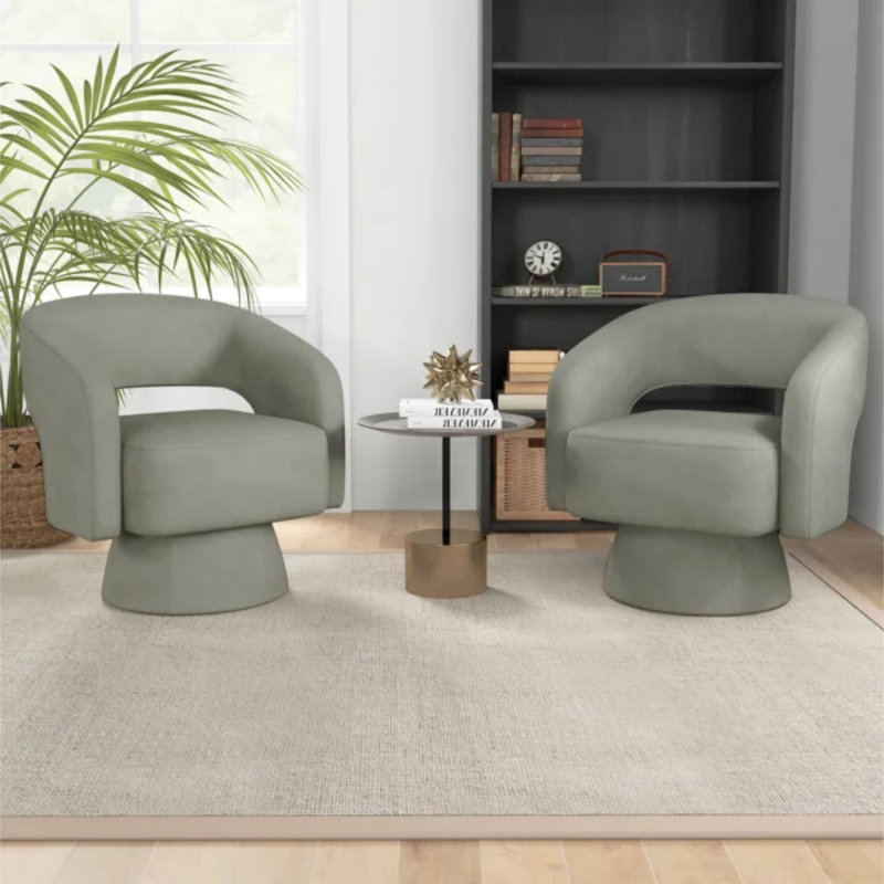 Fauteuil demi-tonneau pivotant l 27,8 po, Microfibre/microsuède gris