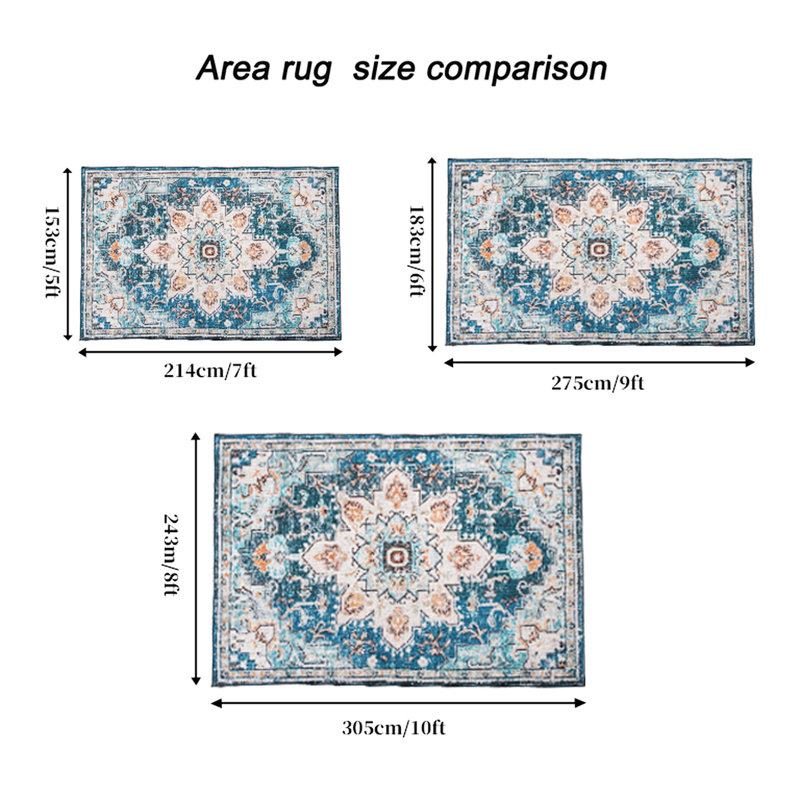 Washable Non-slip Area Rug 8x10, Vintage Ornament For Living Room Pantry, Blue/gold Flower Pantry 8x10 Rug, Porch, Floral Porch