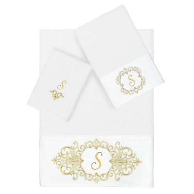 Linum Home Textiles 100% Turkish Cotton MONICA 3PC Embellished Towel Set