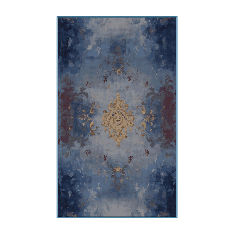 Tapis bleu lavable à la machine, Rectangle 4 pi x 6 pi