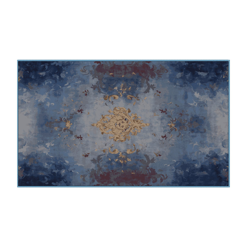 Tapis bleu lavable à la machine, Tapis de couloir 2 pi x 4 pi