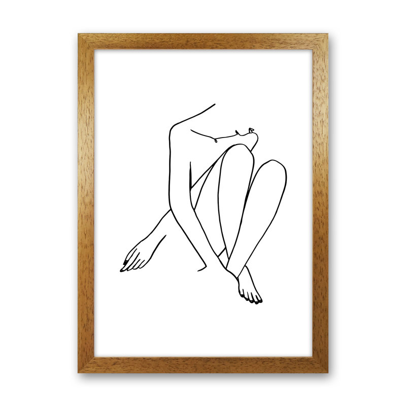 Legs Crossed Looking Down 1 Piece Wall Art, 34cm H x 25cm W x 3cm D, Oak Frame