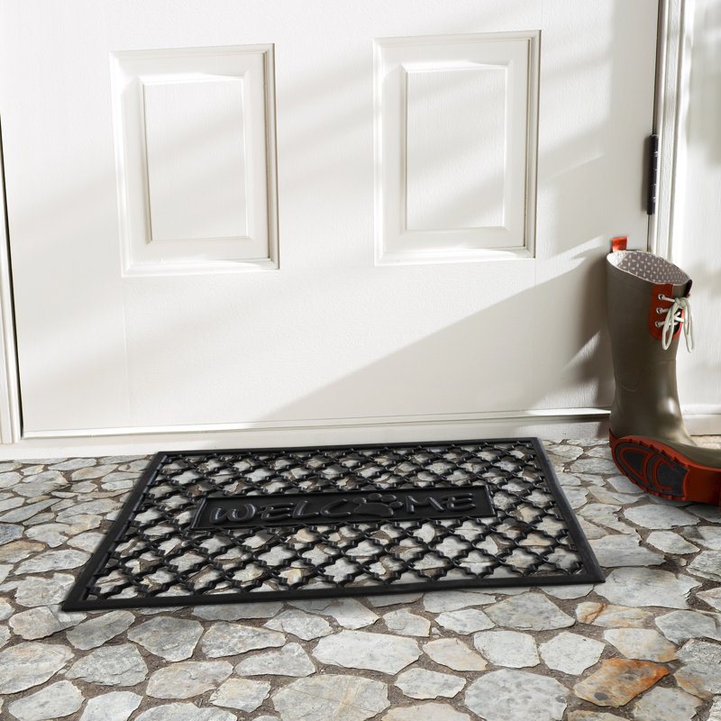 Tapis d'extérieur antidérapant en caoutchouc 36 po x 24 po Asherville Welcome Paw
