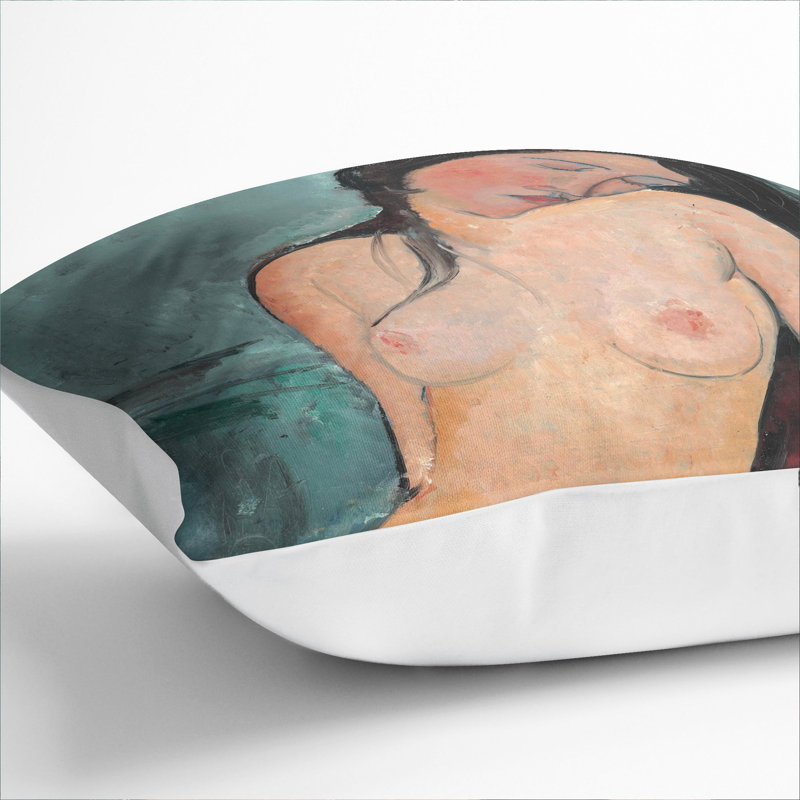 Female Nude Square Throw Cushion, White, 40cm H x 40cm W x 15cm D