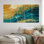 Golden Sunshine In Deep Blue Ocean Abstract - Abstract Wall Art Print - 5 Equal Panels