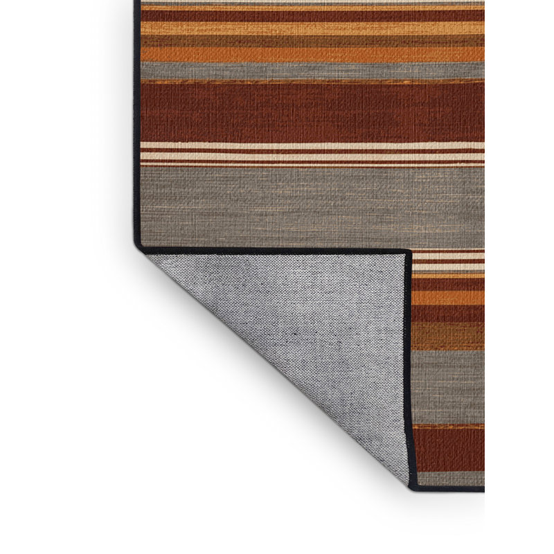Washable Auburn Light Gray Striped Area Rug