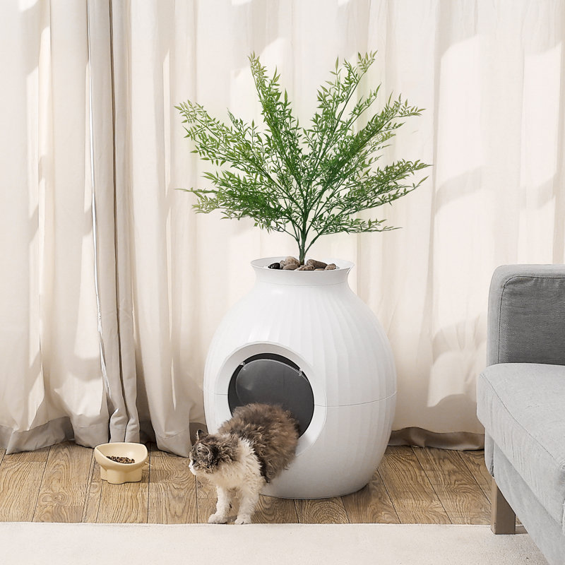 Bac à litière pour chat avec plante artificielle sans odeur