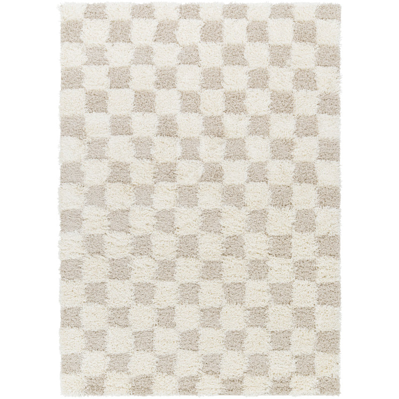 Tapis tissé à la machine en polypropylène crème / beige clair Molly, Rectangle 9 pi 2 po x 12 pi