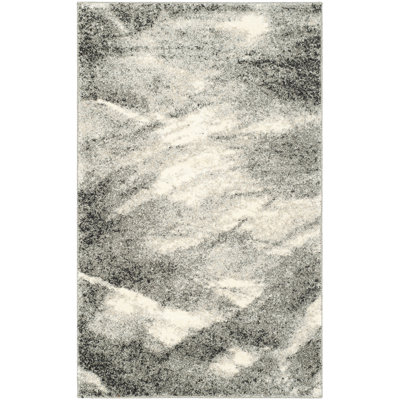 Tapis gris et ivoire abstrait Kruse