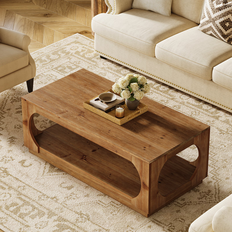Table basse en bois massif avec rangement pour le salon