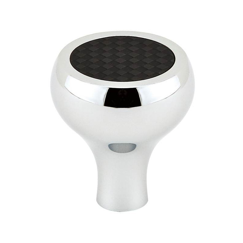 Oversized 1 1/4" Diameter Mushroom Knob, 1.25" H x 1.25" W x 1.25" D, Black/Polished Chrome