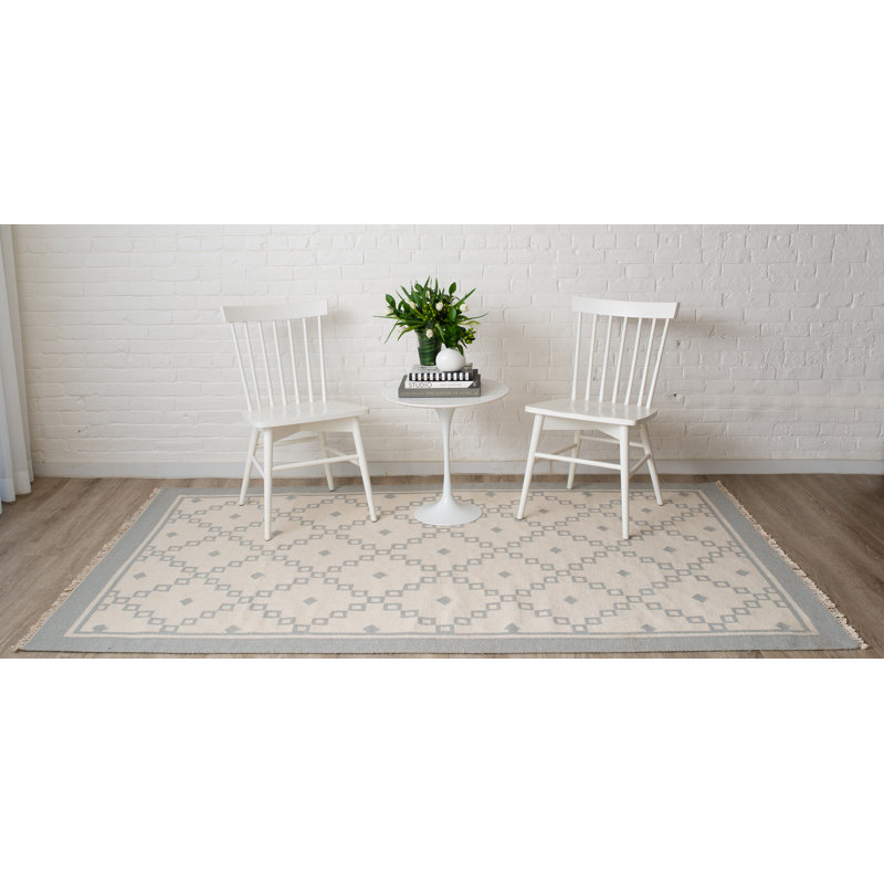 Thompson Wool Geometric Area Rug in Gray, Rectangle 3'6" x 5'6"