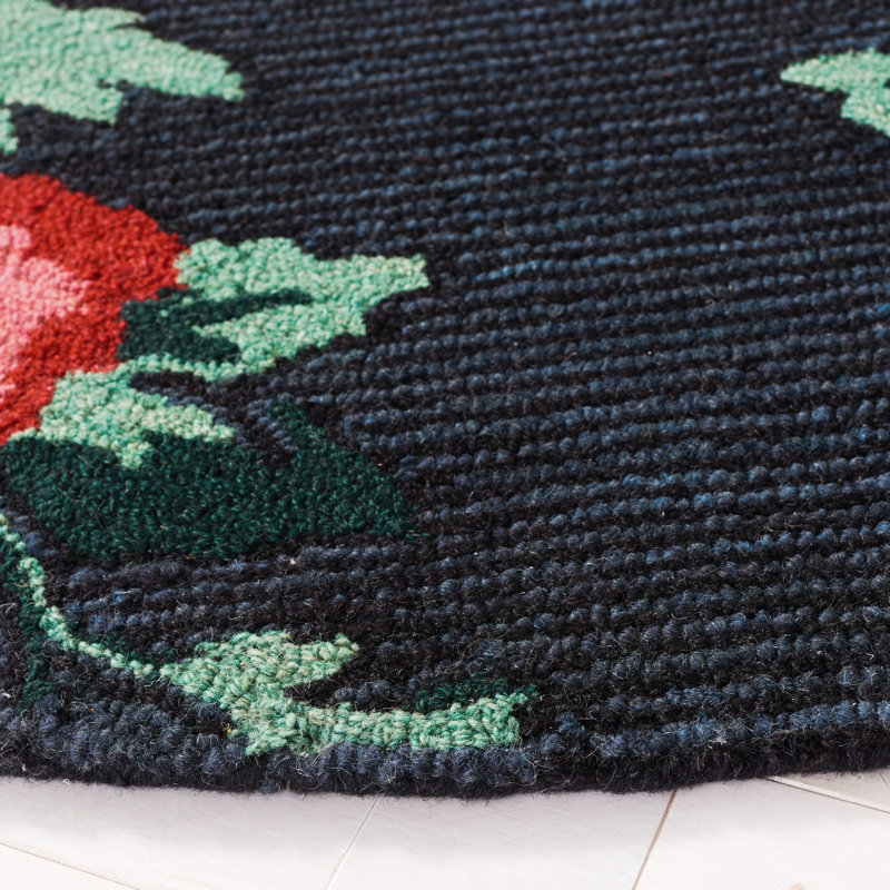 Melia Hand Tufted Wool Floral Rug, Round 6'