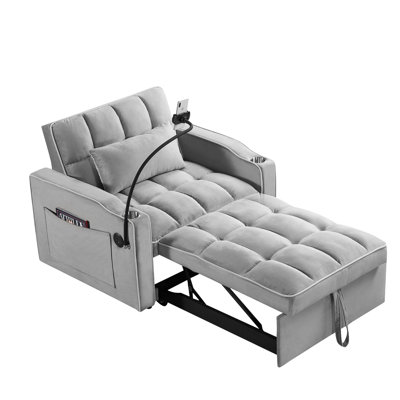 42" Wide 3-in-1 Convertible Single Sofa Bed with Adjustable Backrest, Pull Out Sleeper Chair for Living Room, Bedroom