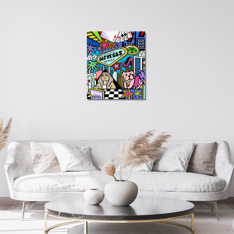 Collection Nifao Las Vegas, peinture acrylique, toile tendue, art mural par Jozza 26 po x 30 po x 1, H 30 po x l 26 po