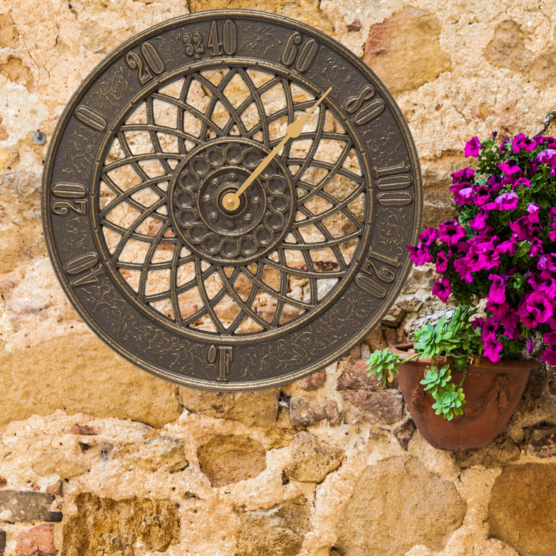 Spiral Indoor/Outdoor Wall Thermometer, French Bronze