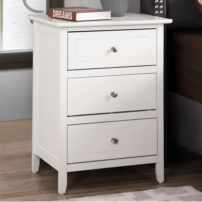 White 3 Drawer Nightstand