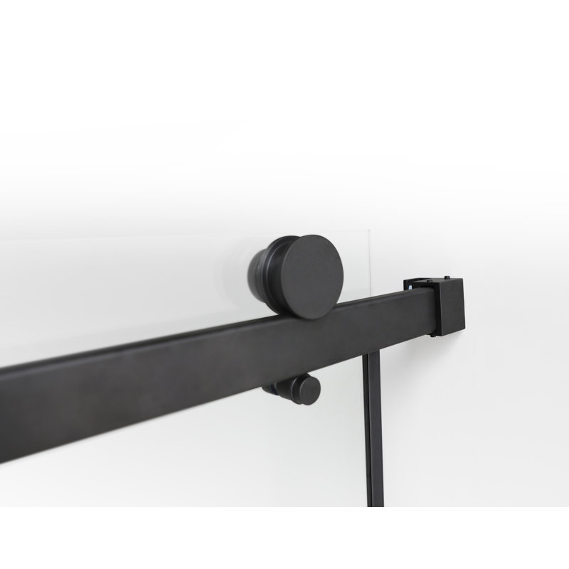 Porte de baignoire coulissante simple sans cadre à verre rapide de 3/8 po de l 56 po x H 60 po à assemblage rapide, Noir